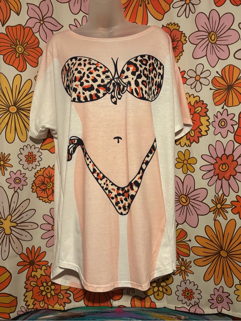 Novelty Bikini Illusion T-Shirt Dress / Swimsuit Cover-Up